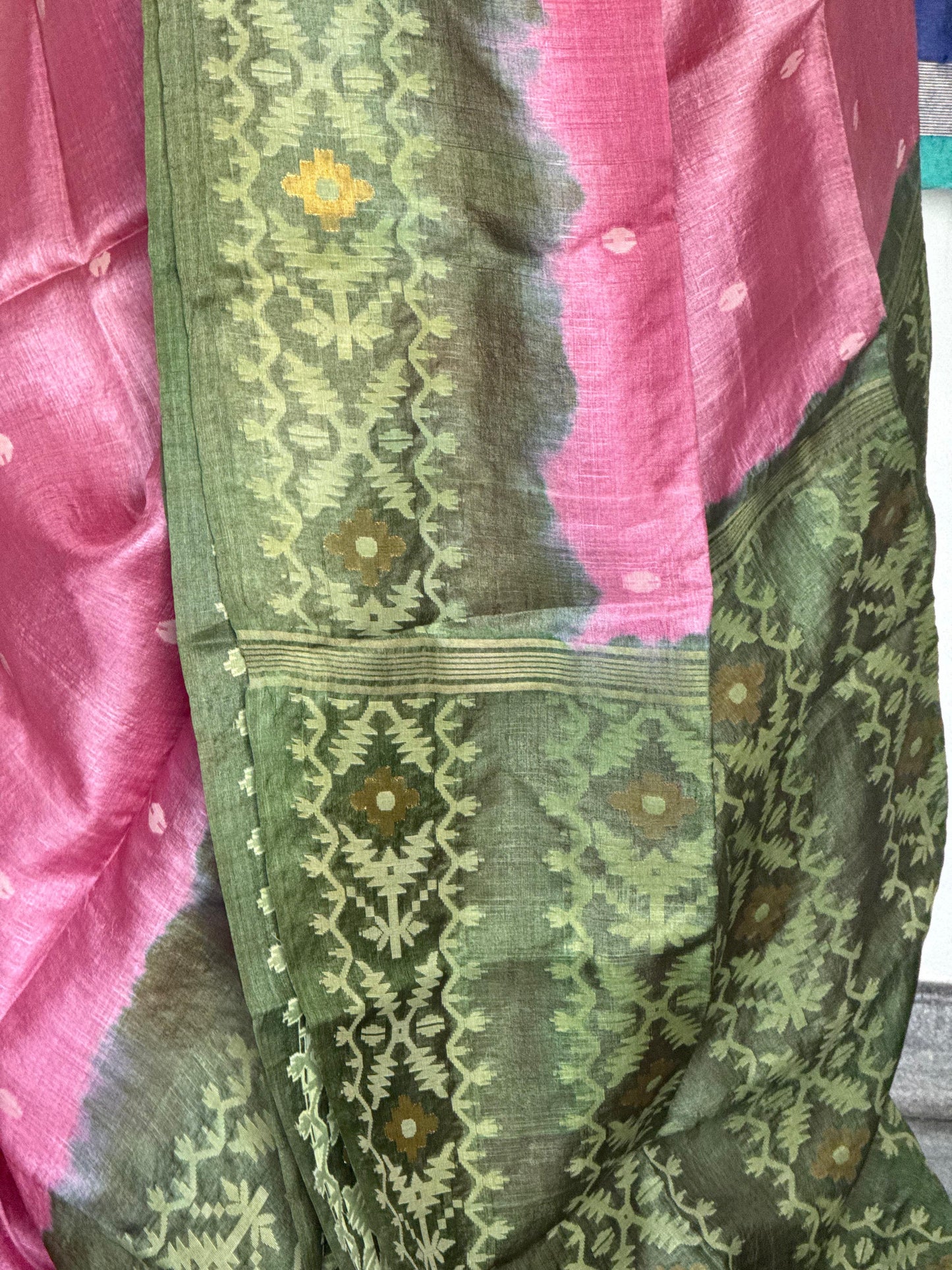Tussar Silk with Jamdani Pallu and Border