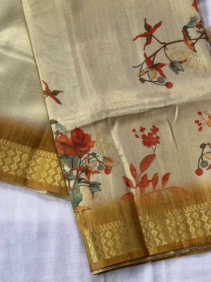 Mustard tissue semi tussar saree