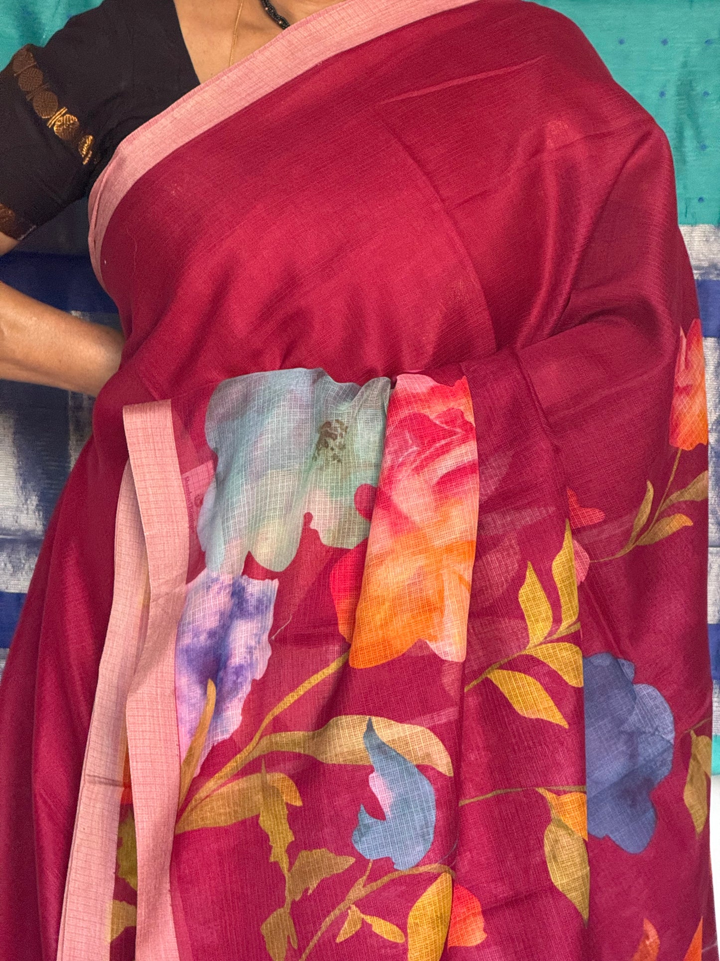 Floral printed kota cotton saree