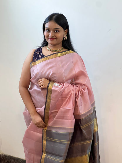 Onion pink pure Kanchivaram silk saree