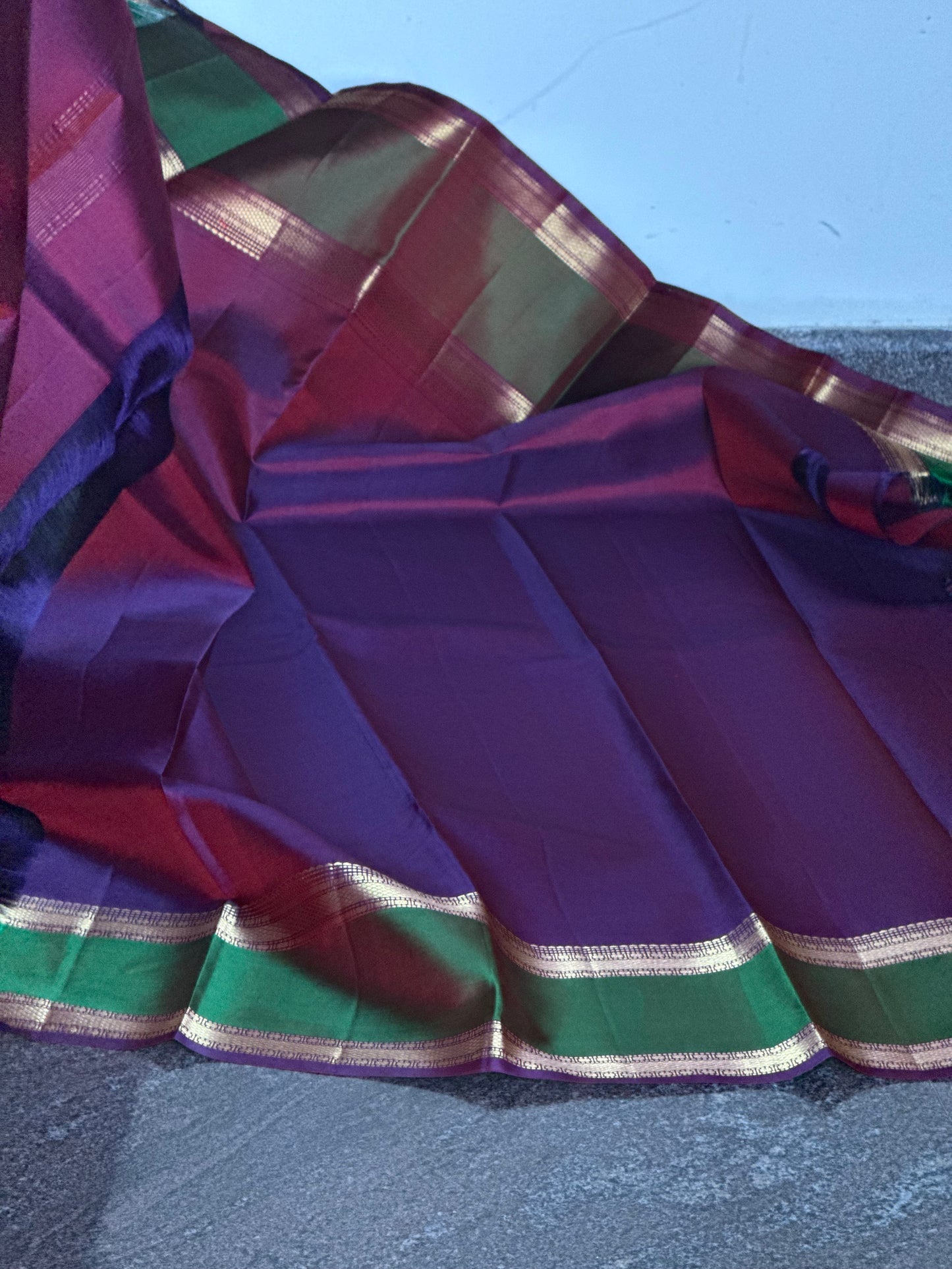 Bright Yellow Silk Saree With Contrast Border