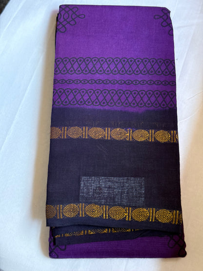 Purple & black kolam sungudi saree
