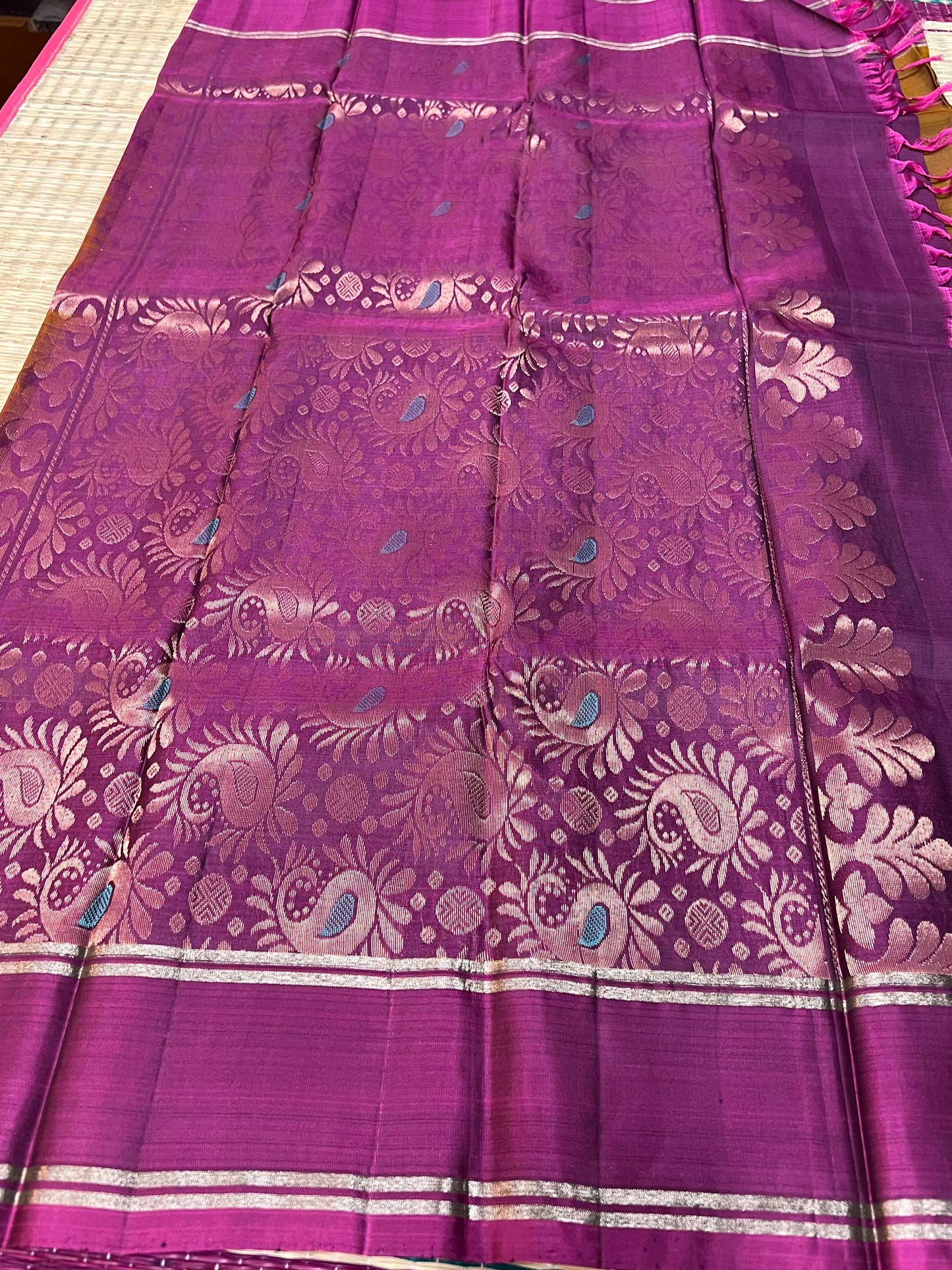 Mustard & Arakku Kanchivaram silk saree