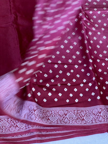 Plum pink bandini ghaji silk saree