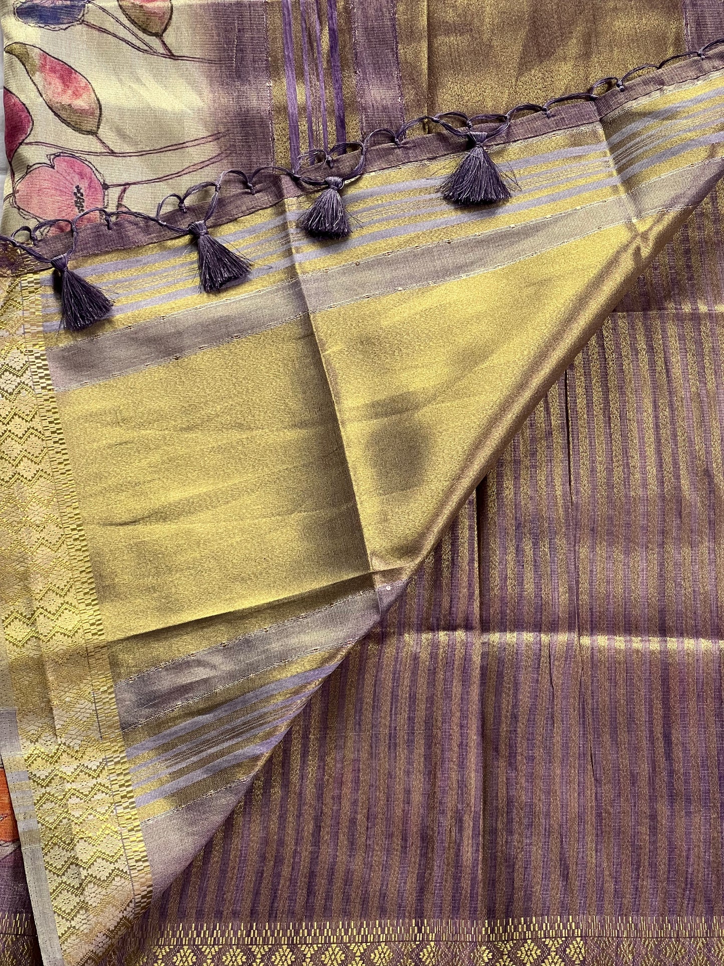 Lilac tissue semi tussar saree