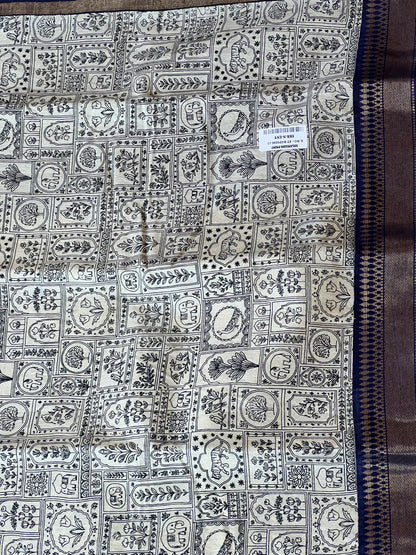 Dark blue ganga Jamuna Tussar silk saree