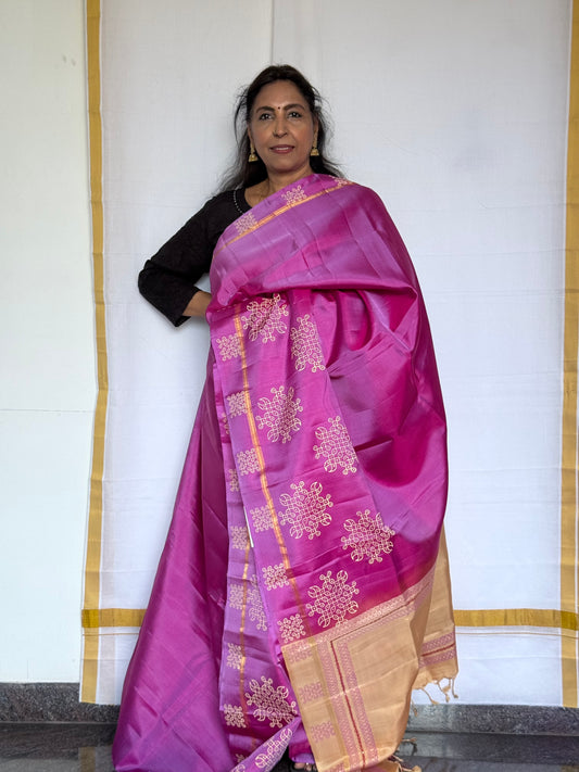 Soft Silk saree - Kolam block print