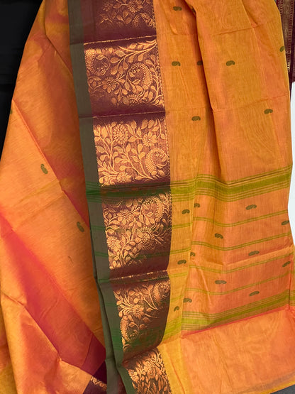 Orange Chettinad Cotton Saree