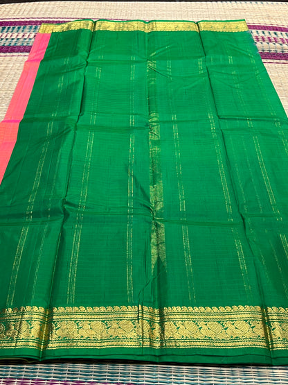 Blush pink & green Kanchivaram Kanchivaram silk saree