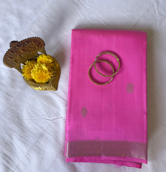 Bright Pink Pure Kanjivaram Silk