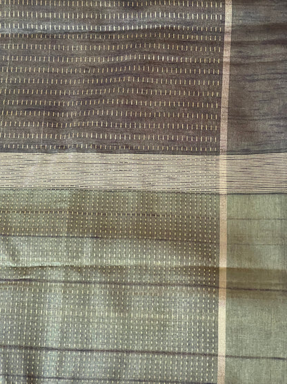 Dark green semi silk saree