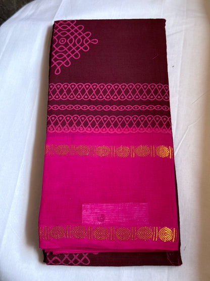 Pink sungudi saree