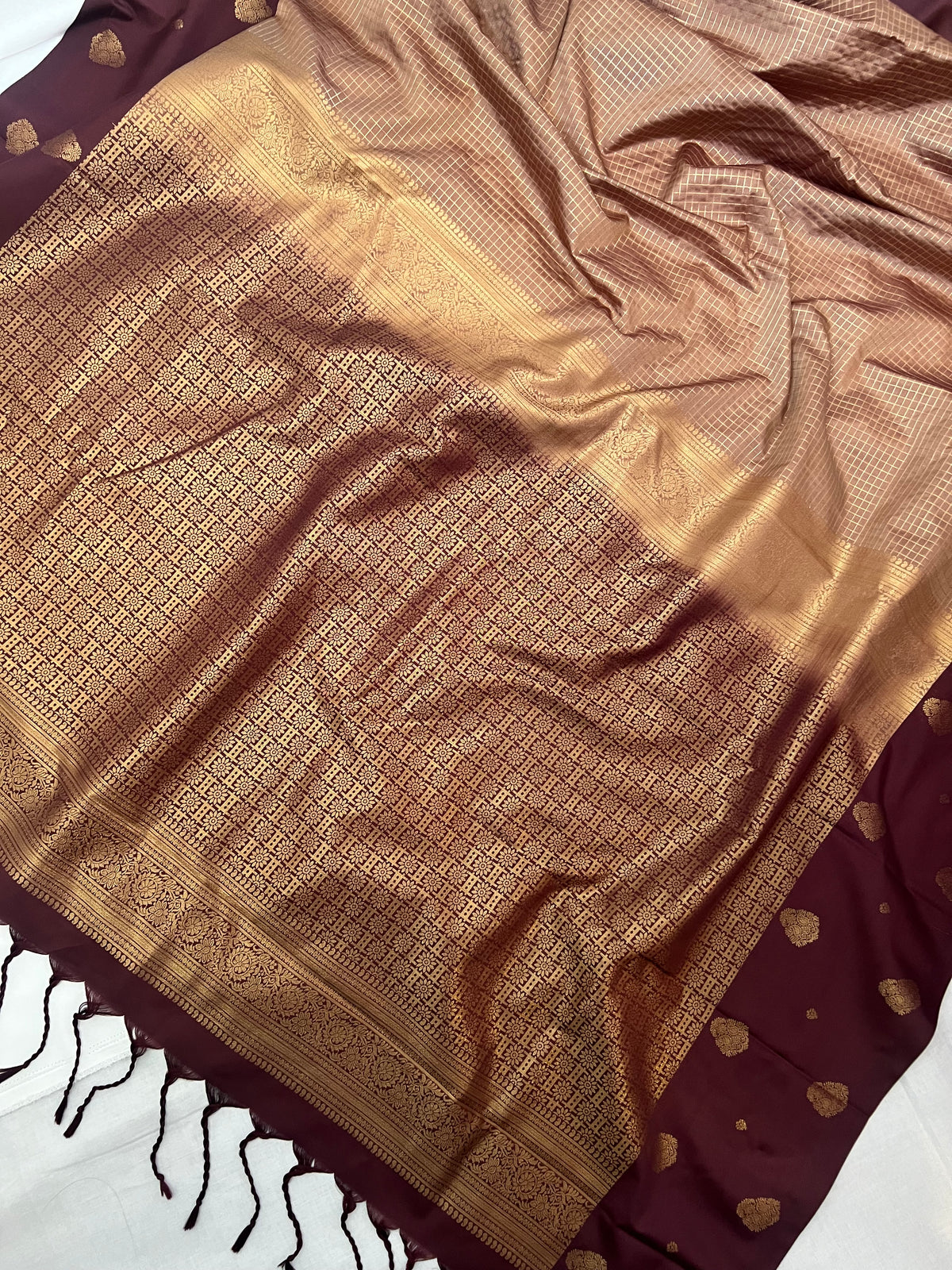 Brown kattam semi silk saree