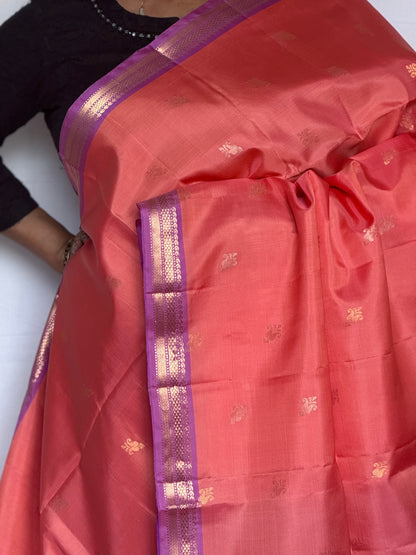 Soft Silk saree - Orange & Lavender