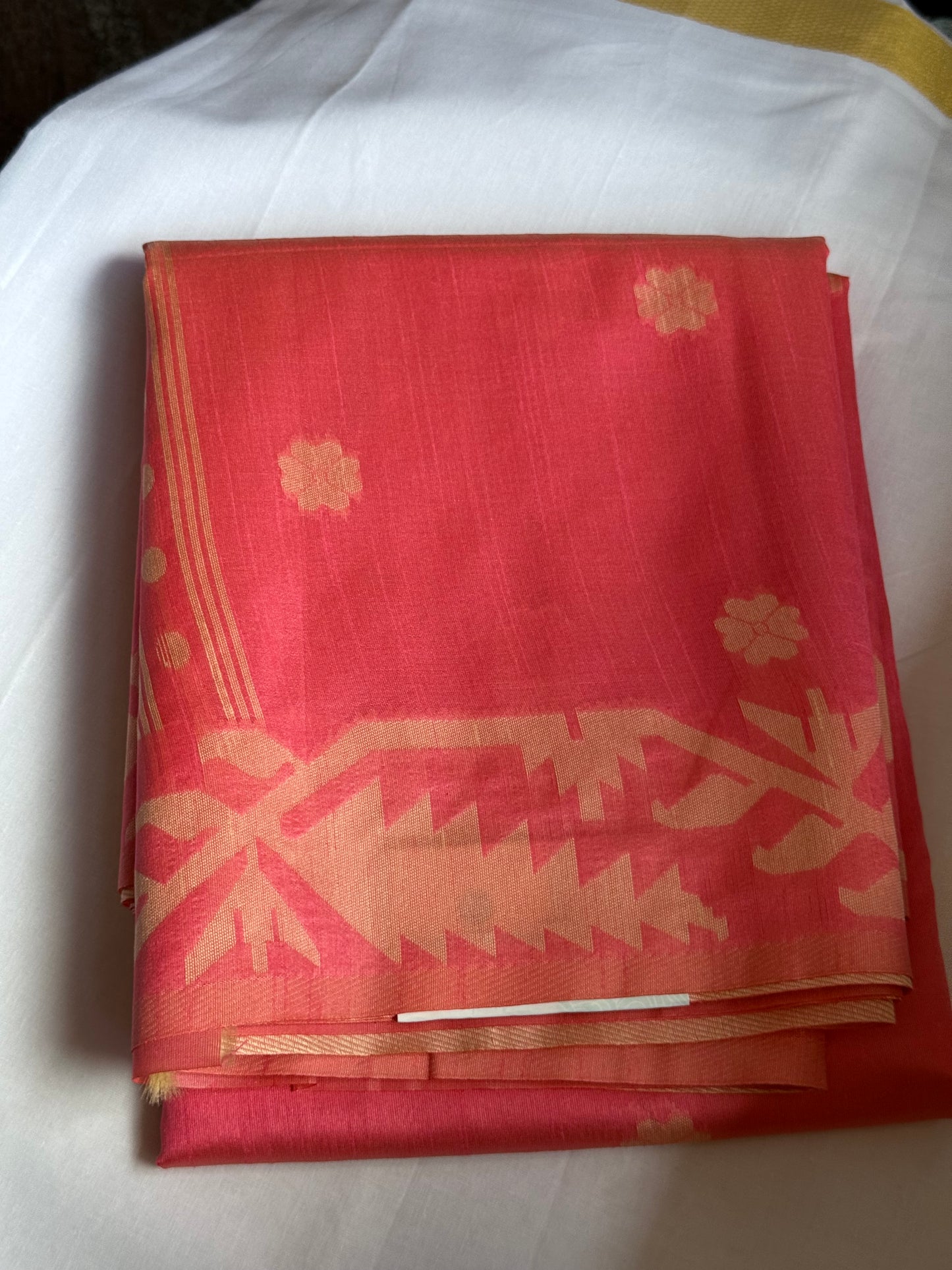 Soft orange & pink semi tussar saree