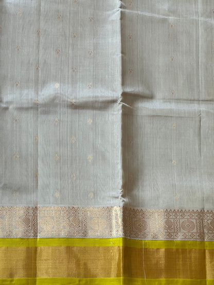Beige Lime Glow Silk Cotton Saree
