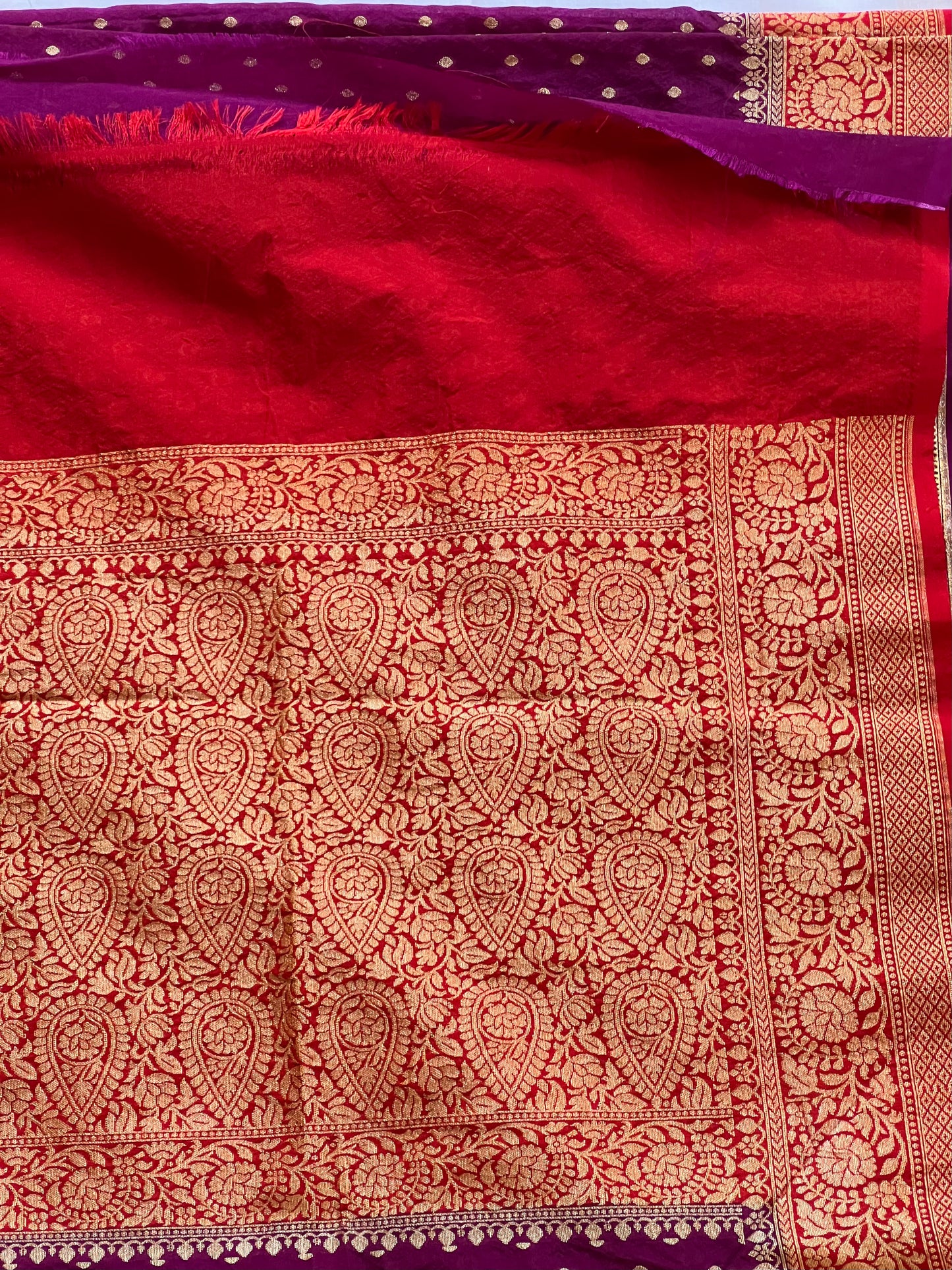 Purple semi banaras silk saree