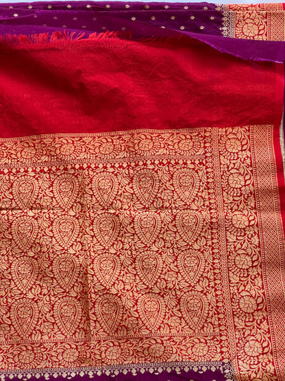 Purple semi banaras silk saree