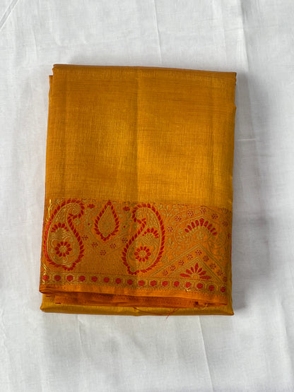 Mango yellow semi silk cotton saree