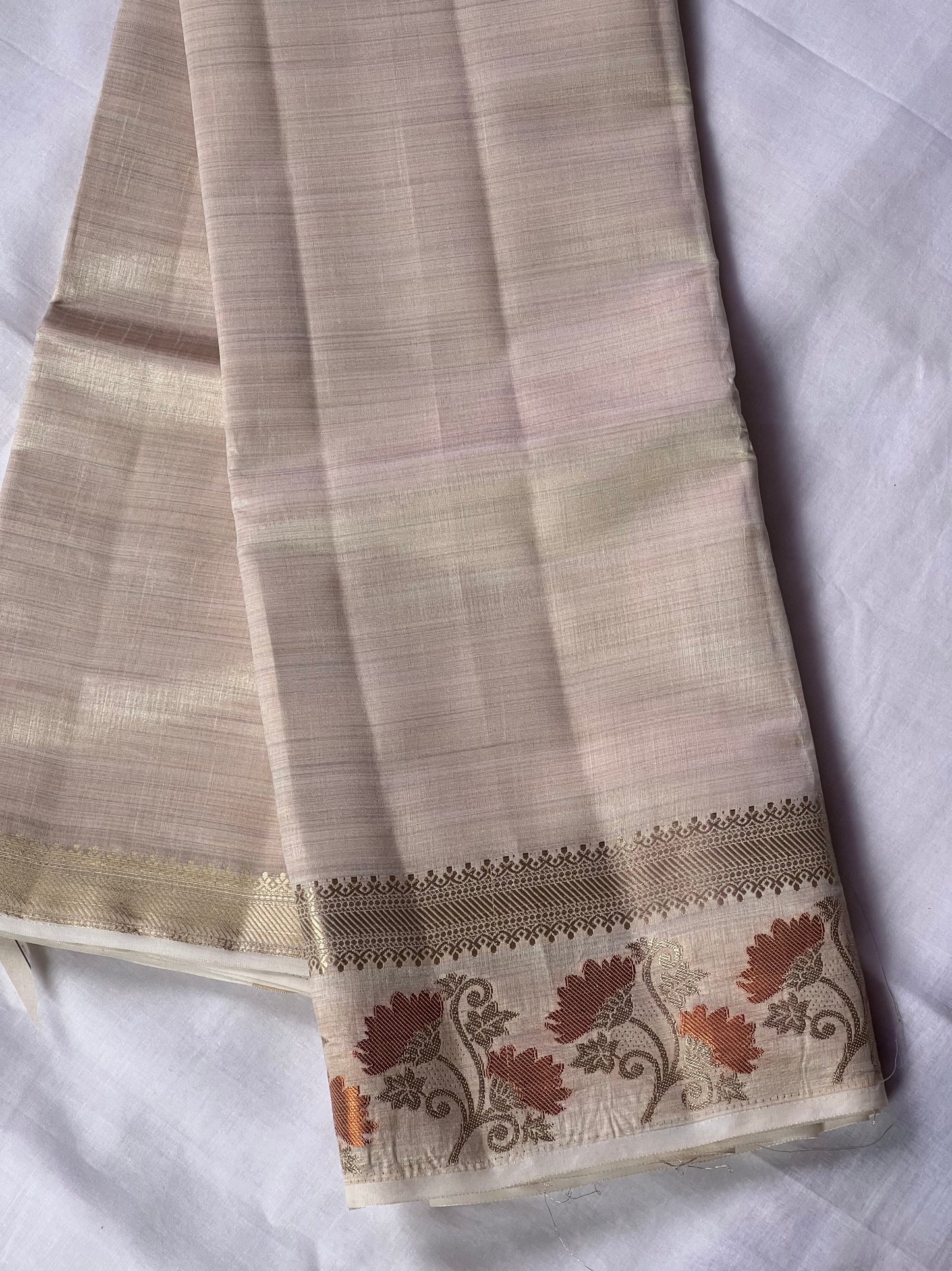 Half White semi silk cotton saree