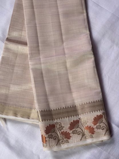 Half White semi silk cotton saree