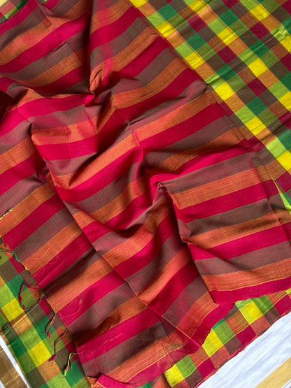 Mangalagiri Checked Cotton saree
