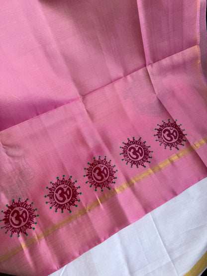 Soft Silk saree - Om block print