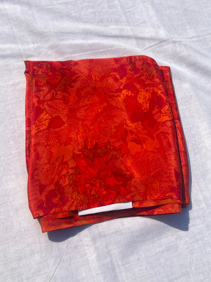 Bright red crepe silk saree