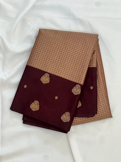 Brown kattam semi silk saree