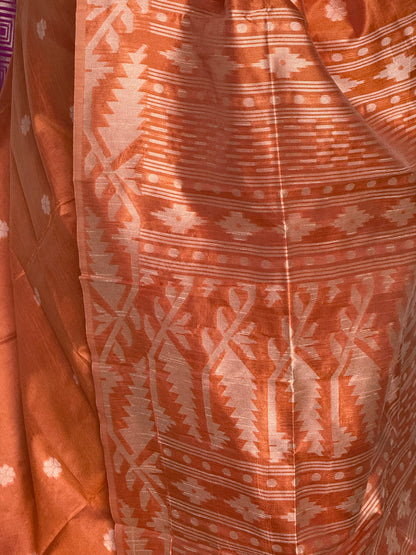 Orange semi tussar saree