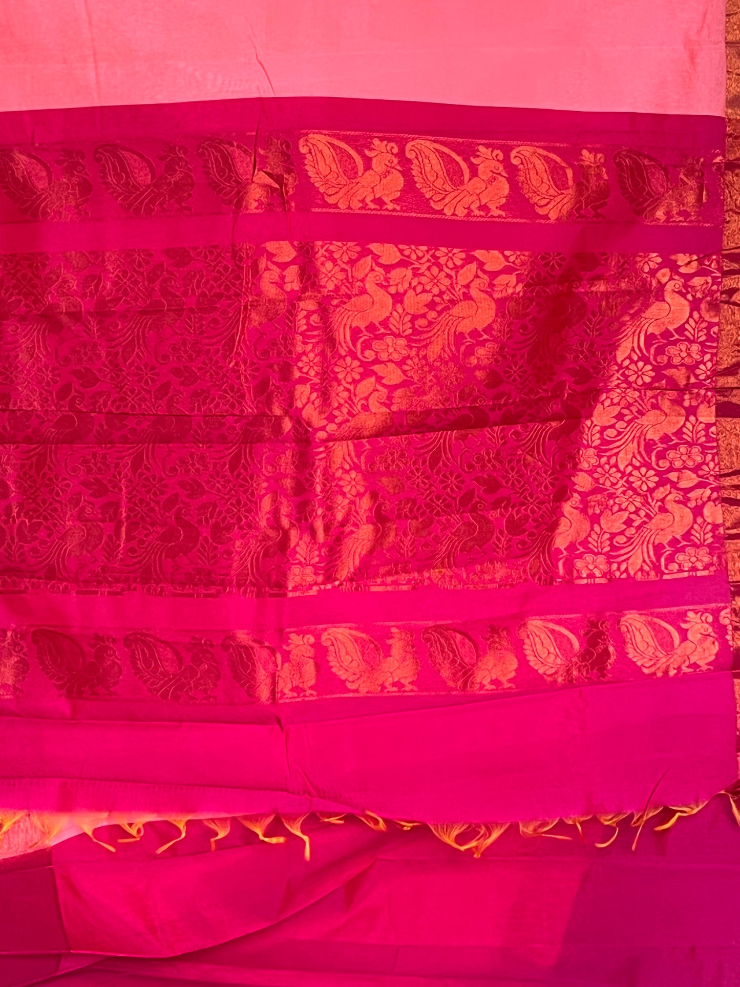 Pink semi silk cotton saree