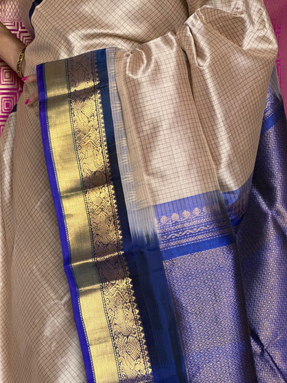 Checked Korvai Silk Cotton saree