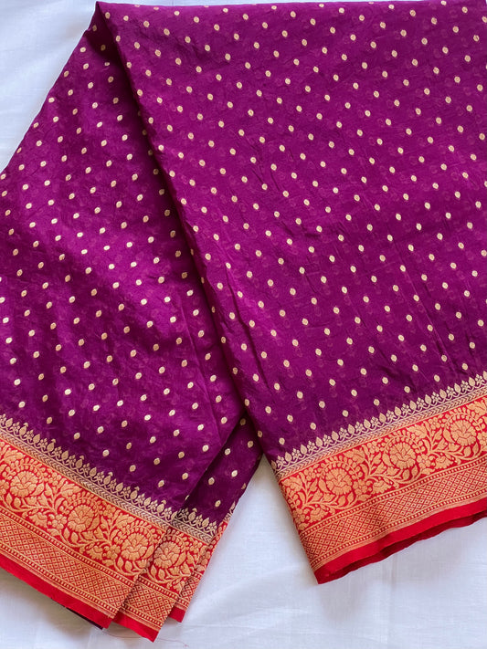 Purple semi banaras silk saree