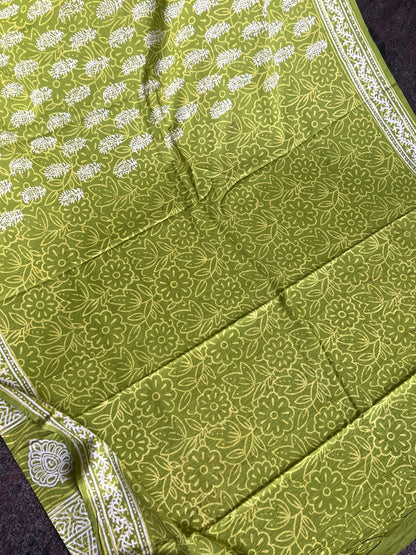 Green Jaipur cotton saree