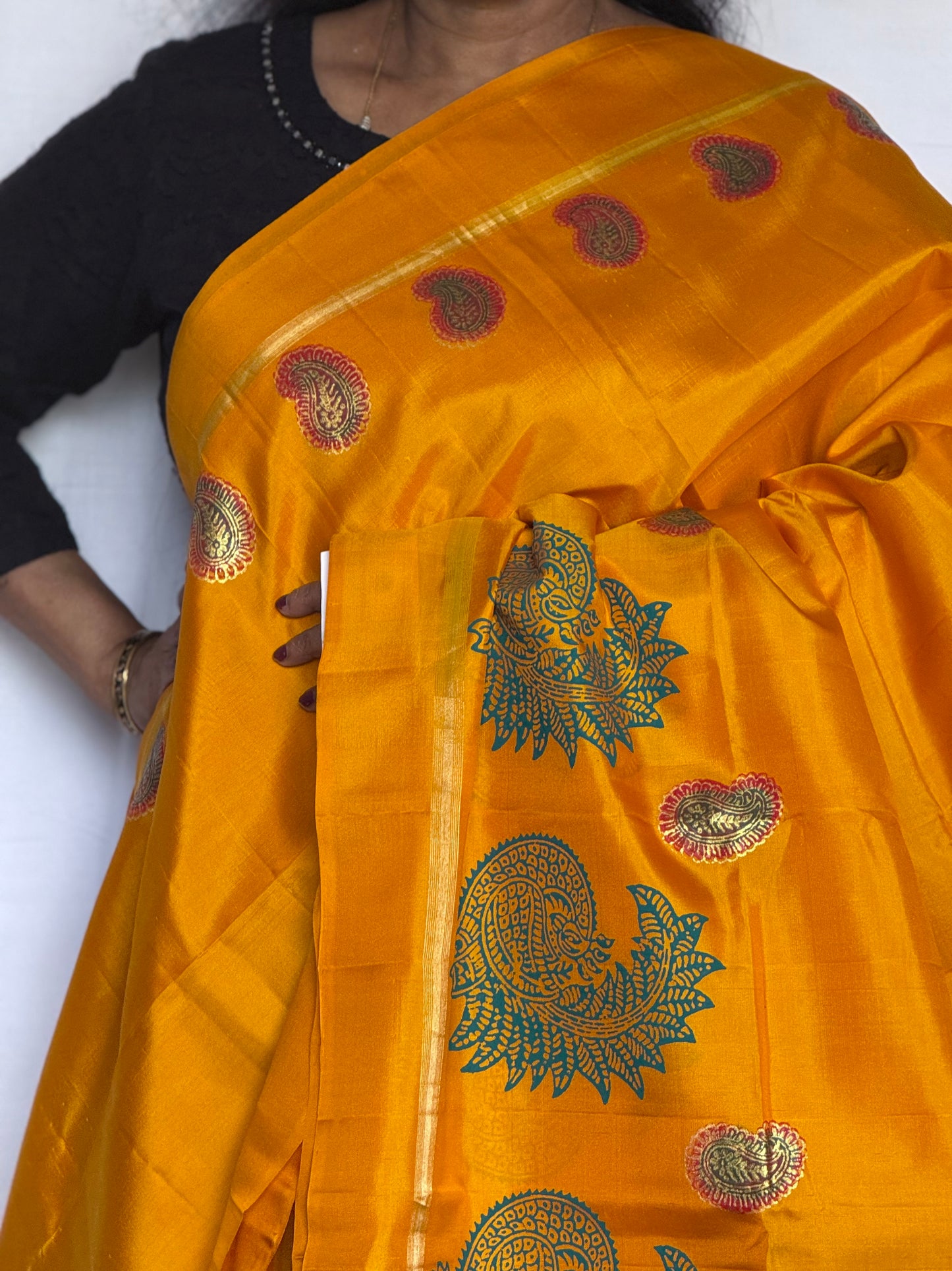 Soft Silk saree - Annam block print