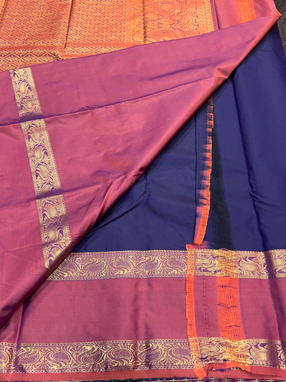 Navy blue semi silk saree