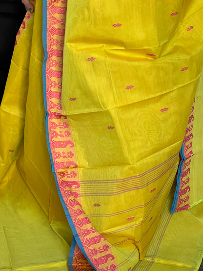 Citrus Green Chettinad cotton saree