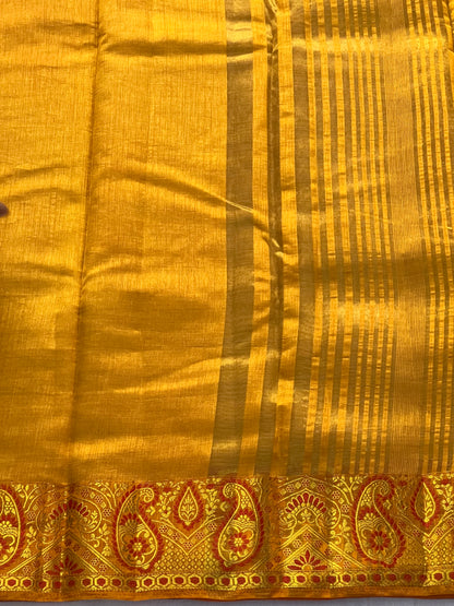 Mango yellow semi silk cotton saree