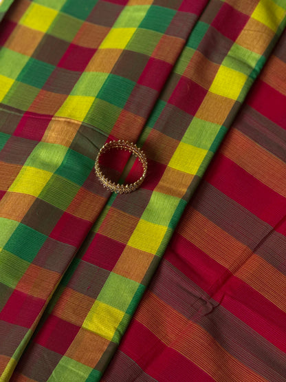 Mangalagiri Checked Cotton saree
