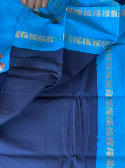 Blue Sungudi cotton saree
