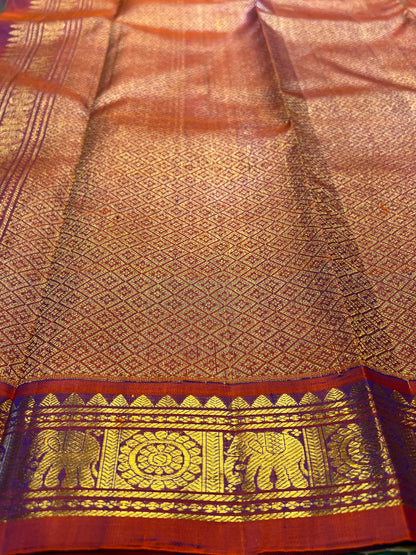 Emerald Kolam Heritage Kanchivaram saree