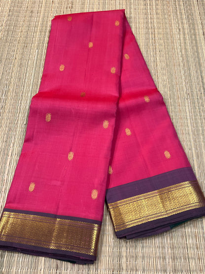 Pink & Wine Kanchivaram silk saree
