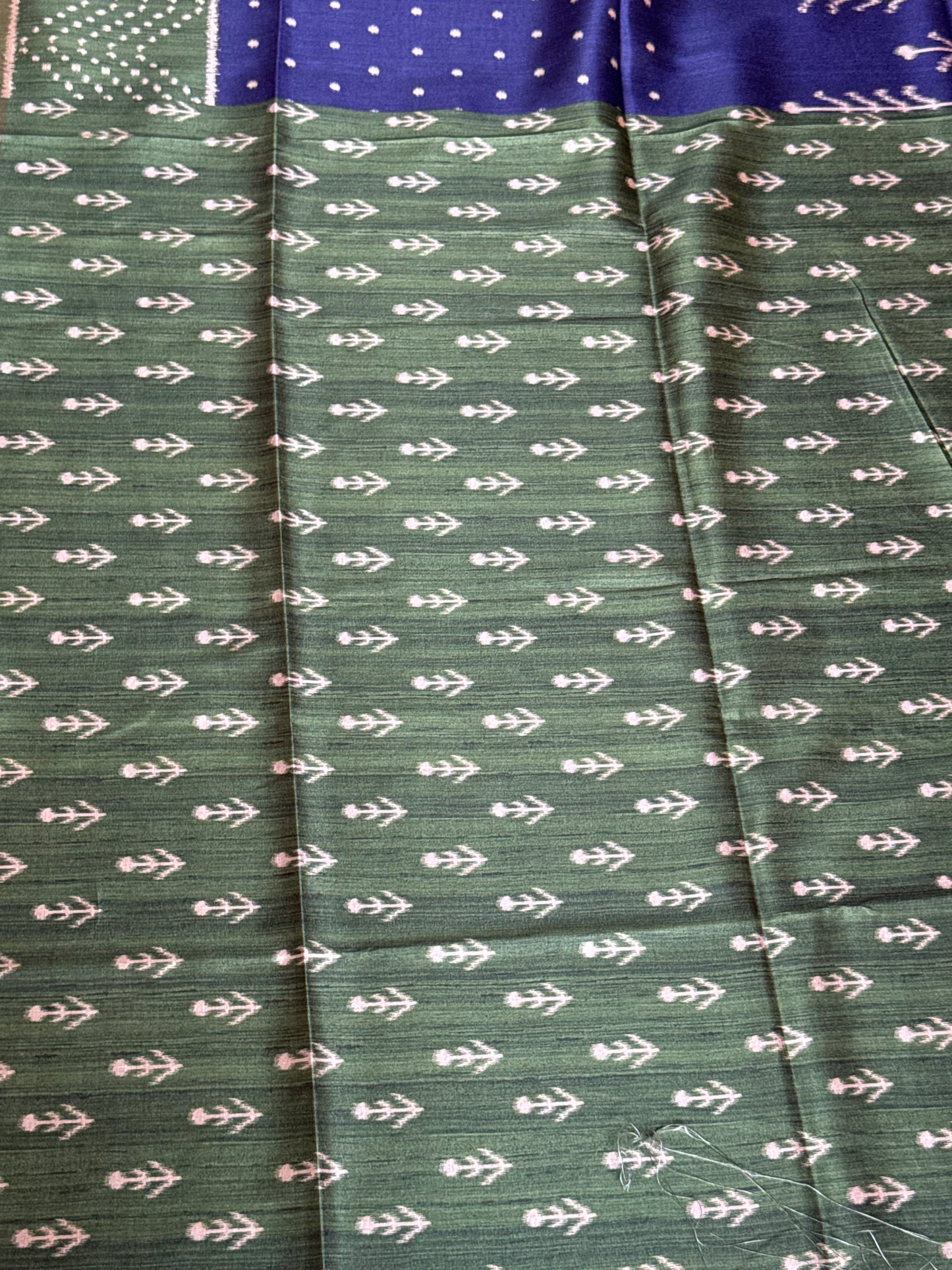 Green & blue semi tussar saree