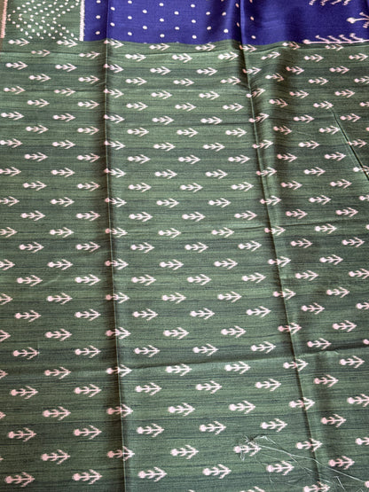 Green & blue semi tussar saree