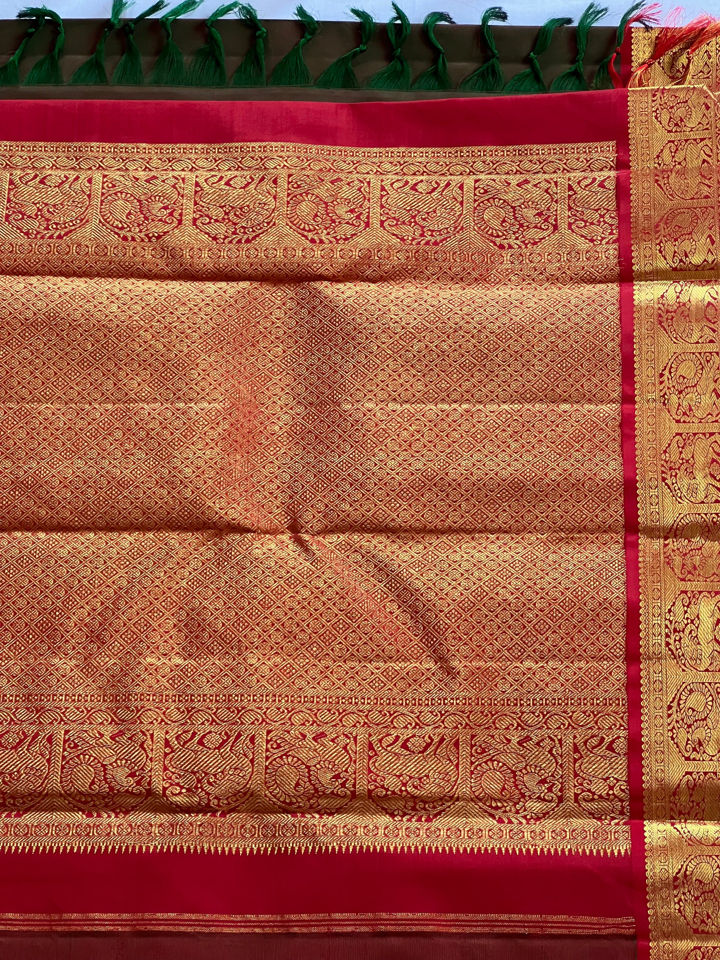 Emerald Brown Bridal Pure Kanchivaram Silk Saree
