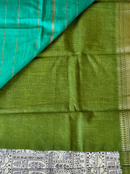 Teal Ganga Jamuna Tussar silk saree