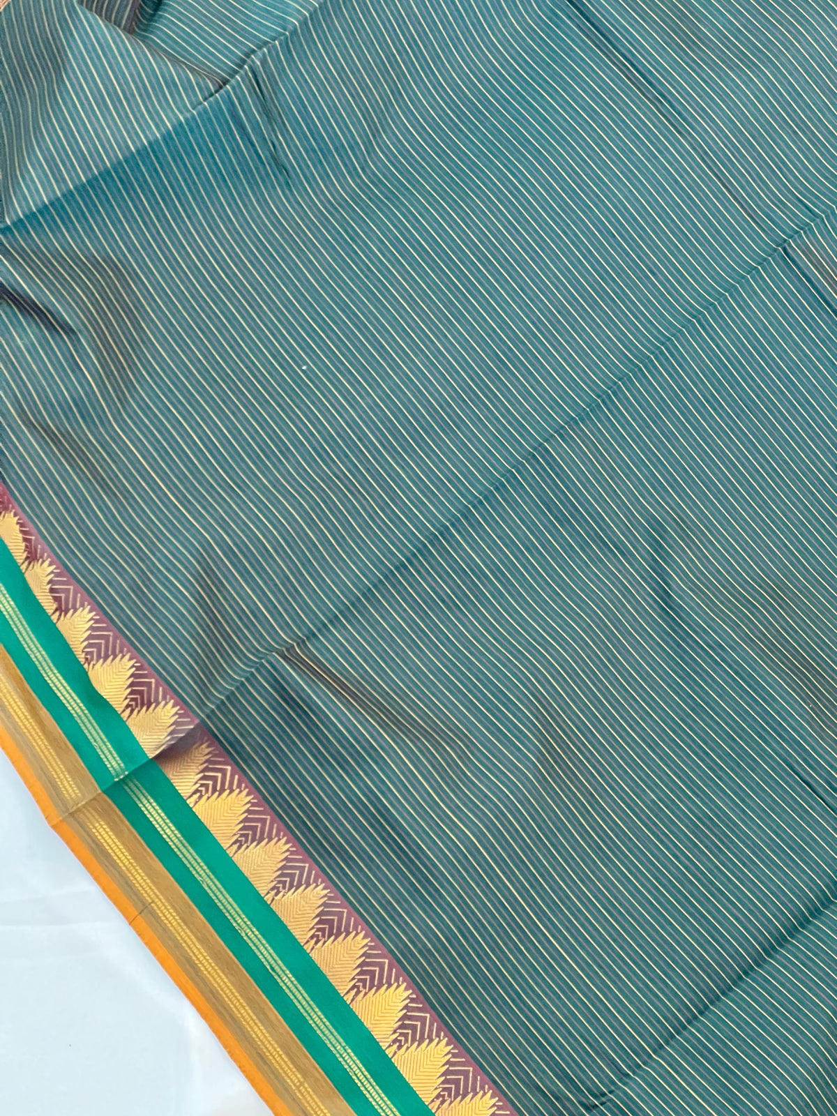 Dark green semi silk cotton saree