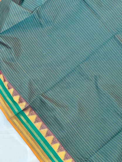 Dark green semi silk cotton saree