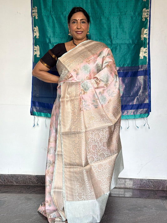 Vintage Petal Semi Banaras saree