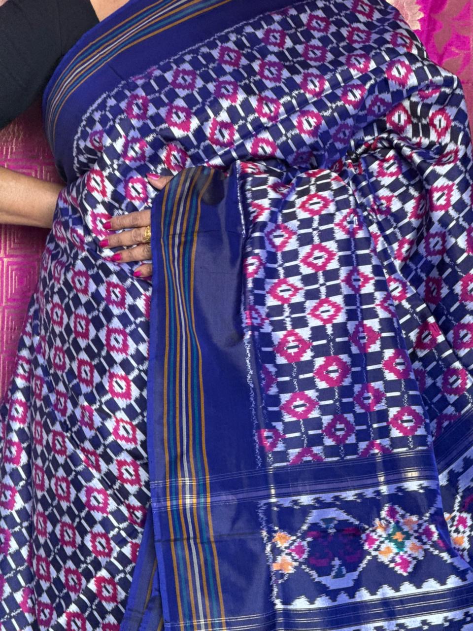 Ikat Silk Saree - Blue